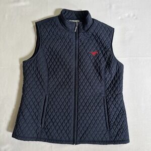 Cutter And Buck Women's Quilted Vest Navy With Red Galloping Horse Logo Size 2XL